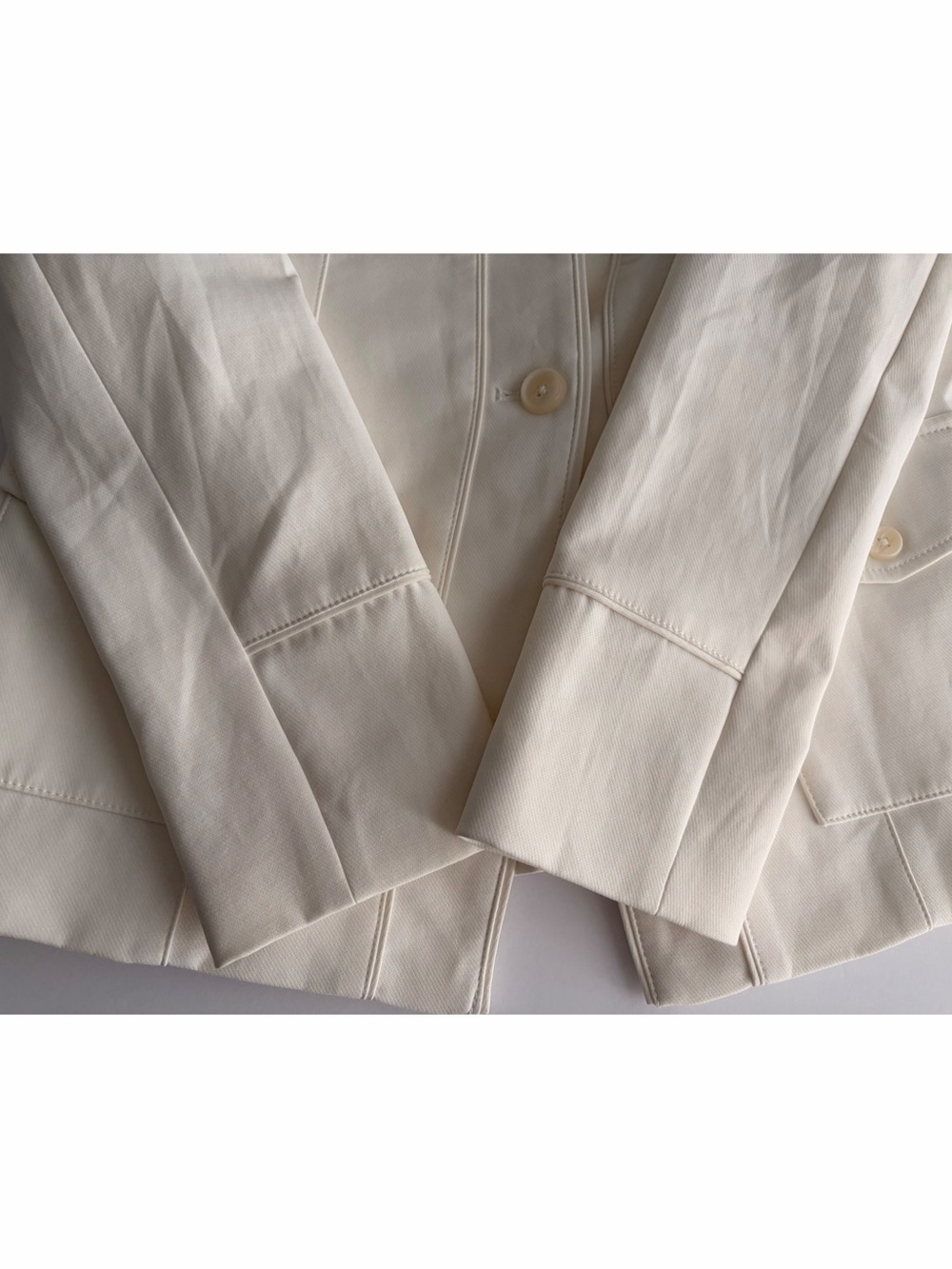 WHBM Cotton Blend Ecru Safari Utility Jacket - Picture 5 of 8